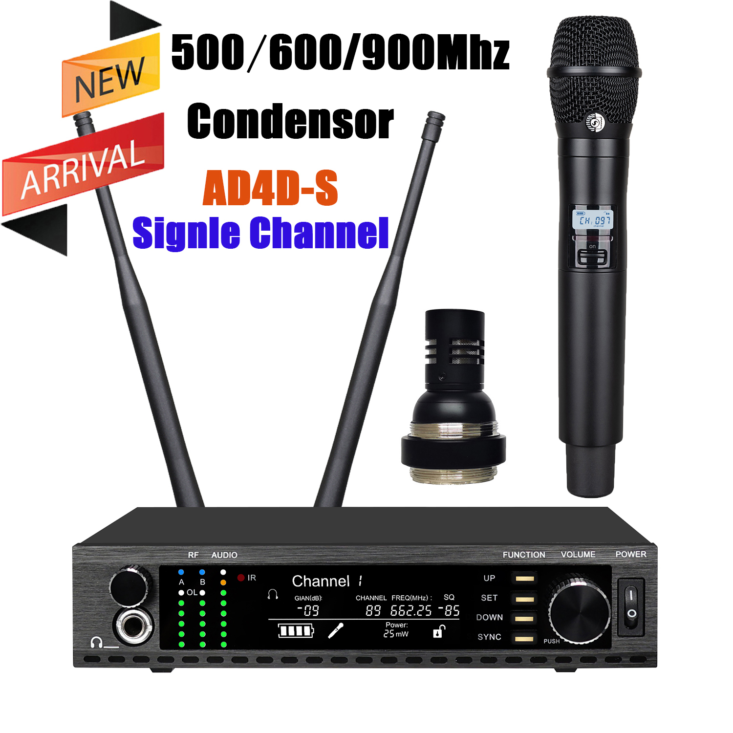 Leicozic AD4D-S KSM11 コンデンサー Microfono シングル チャンネル マイク ワイヤレス 真の多様性 ステージ パフォーマンス用 500/600/900Mhz