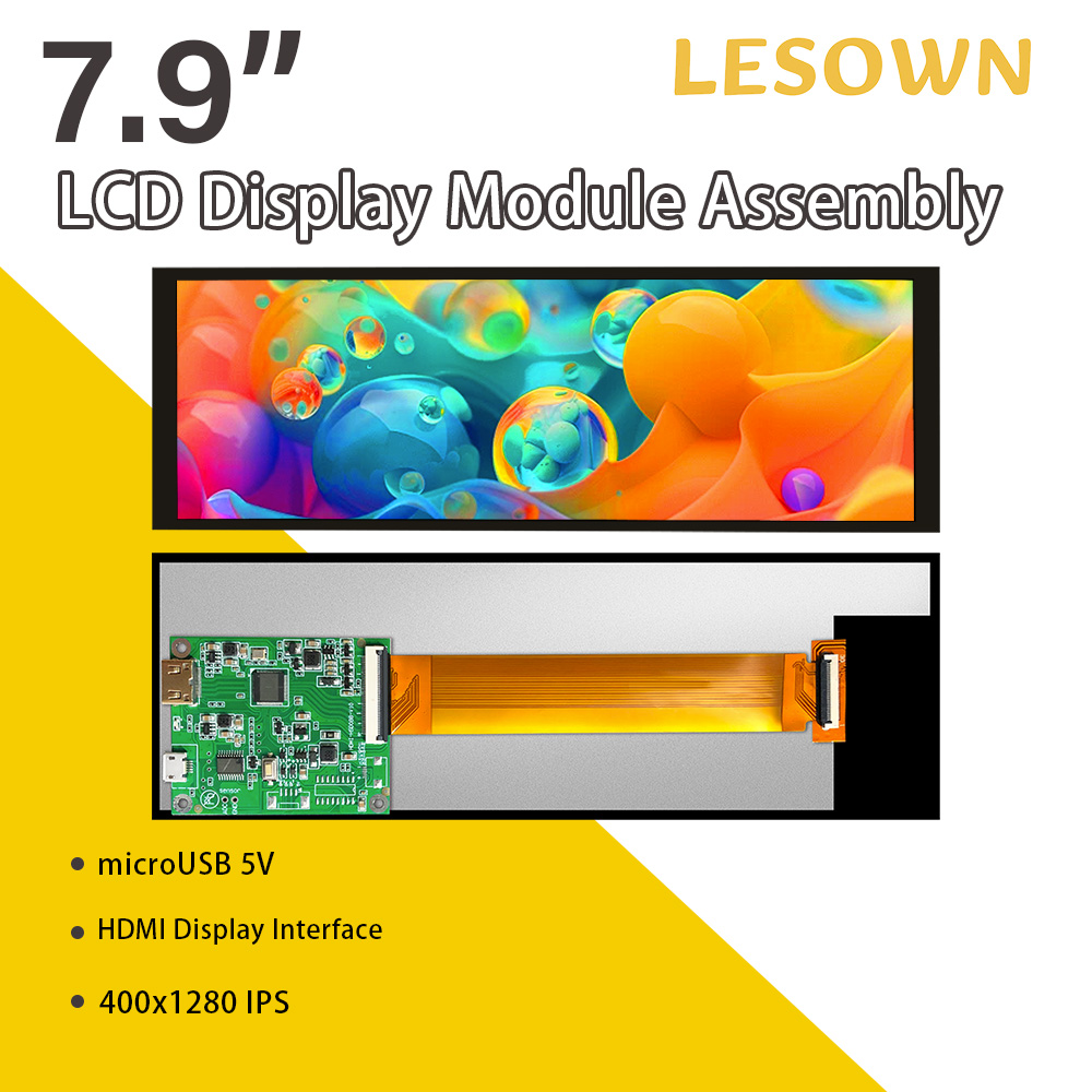 LESOWN ロングバースクリーン 7.84 インチディスプレイ HDMI USB 電源 400x1280 HD 解像度 IPS LCD パネル 500cd/m2 高輝度モジュール