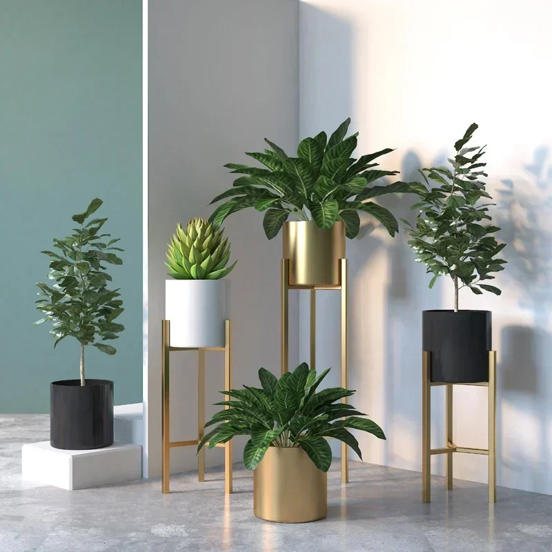 Aaa 北欧ミニマリスト植物棚ゴールデン床植木鉢屋内金属ラックの組み合わせ花用スタンド付き 3 色