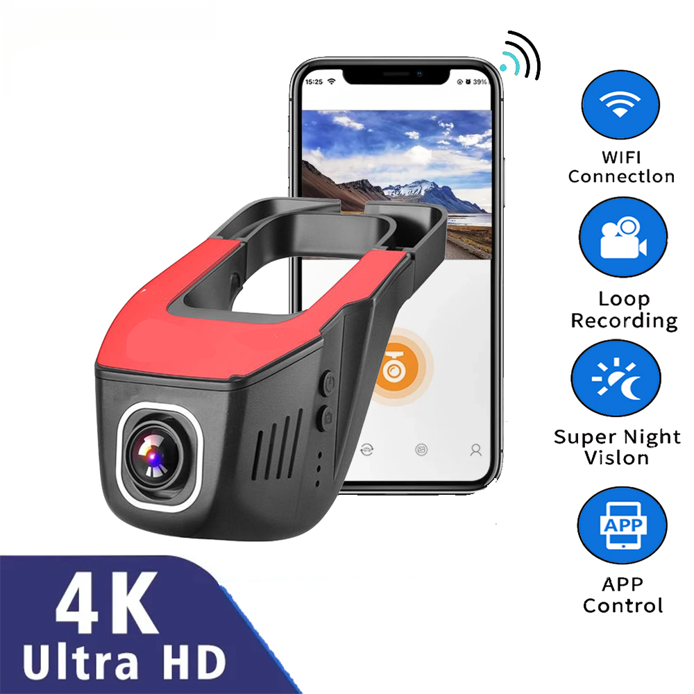 4K 2160P WiFi 車 DVR ダッシュカムカメラ 2K 1080P 24H 駐車監視アプリ制御車の運転ビデオレコーダーすべての車用
