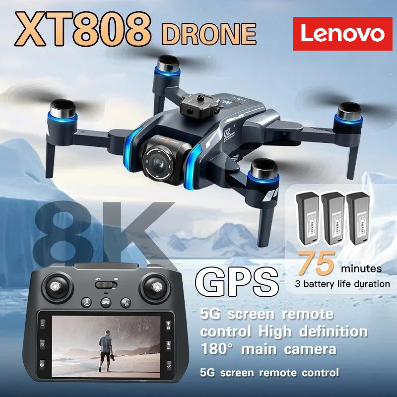 レノボ XT808 GPS ドローン 8K プロフェッショナル 4K HD デュアルカメラブラシレスモーター WIFI FPV RC 折りたたみ Quadcopter ヘリコプター子供のおもちゃ