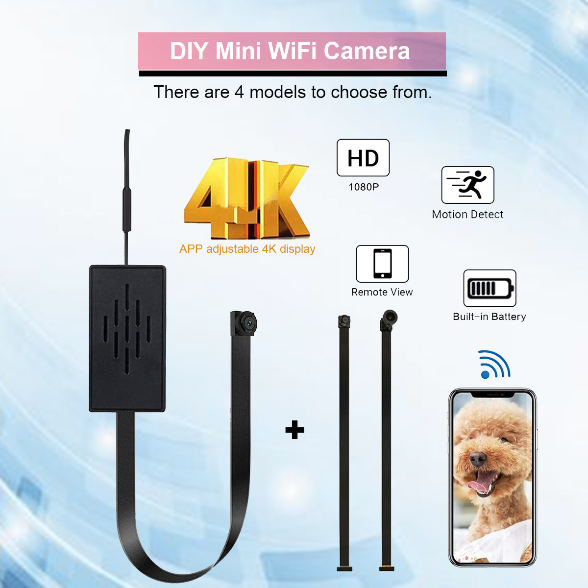小型 4K DIY ワイヤレス WiFi 2.0MP カメラはスマホアプリ経由でリモートライブブロードキャストをサポート 1080P 画質 選べる 4 モデル