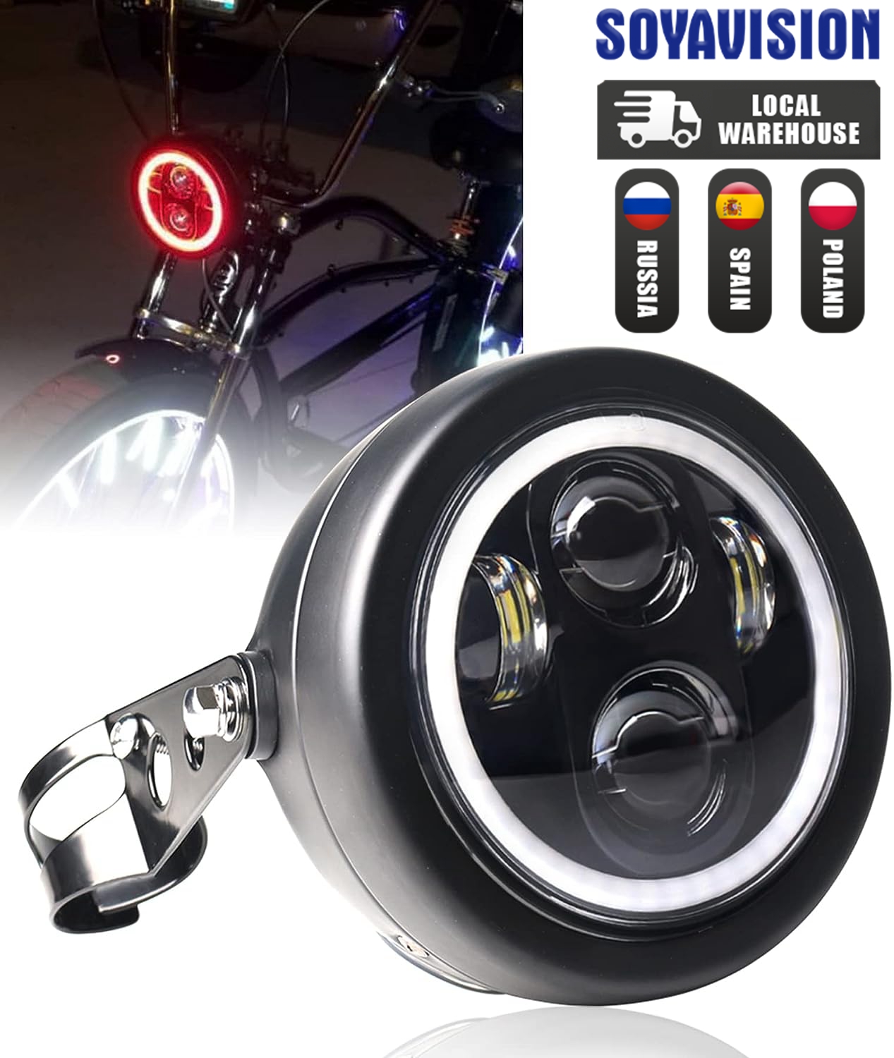 5.75 インチオートバイ LED ヘッドライトユニバーサル 6.5 "ラウンドヘッドライトハーレースポーツスターカフェレーサーホンダヤマハスズキカスタム