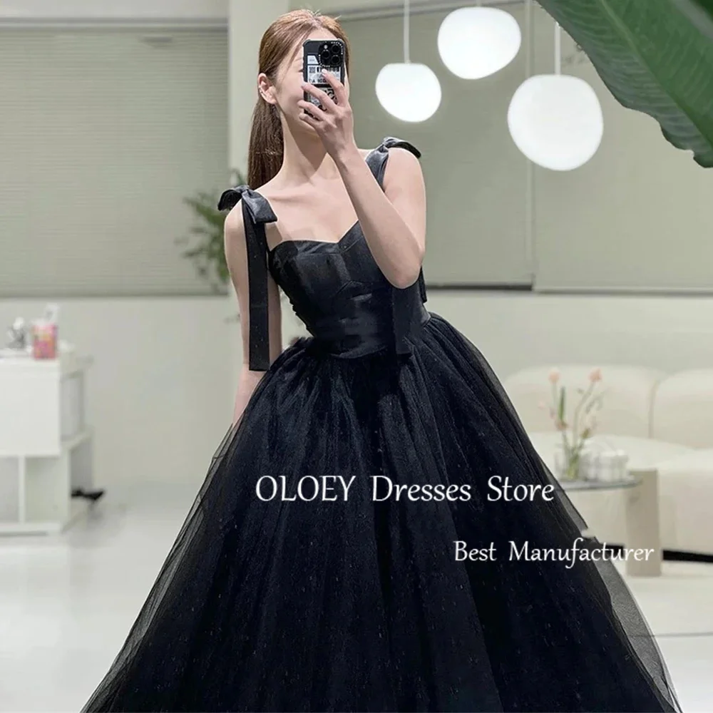 OLOEY 恋人黒イブニングドレス韓国写真撮影ウェディングストラップボレロチュールブライダルドレス 웨딩드레스 カスタマイズプリンセス 2026