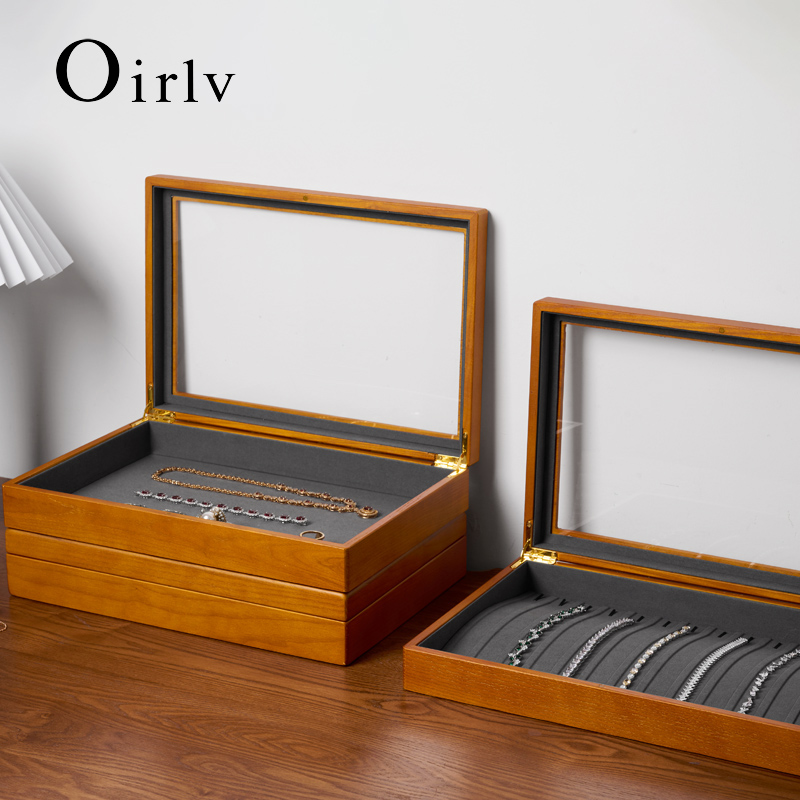 Oirlv 木製ジュエリーボックス レトロジュエリーディスプレイ リングネックレスイヤリングブレスレットボックス マルチジュエリーストレージオーガナイザーディスプレイケース