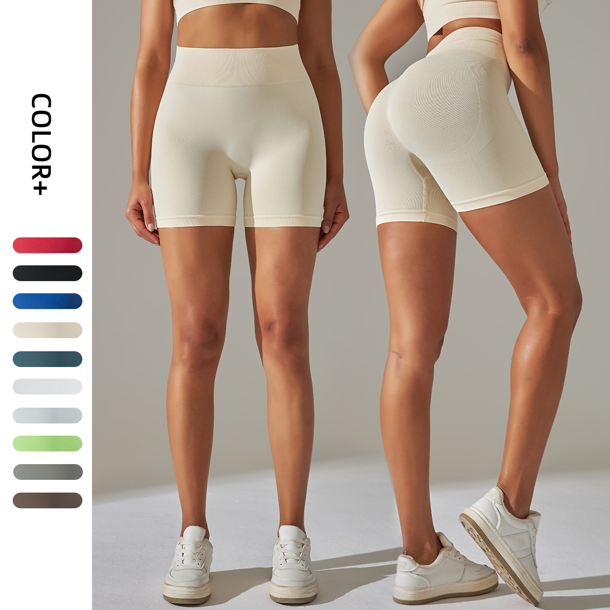 1PC Breathable Nylon Fitness Shorts Seamless Quick-Dry Peach Buttocks Leggings Women Fitness Seamless Hip Push Up Yoga Shorts