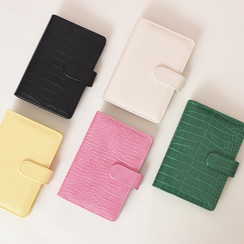 A5/A6 PU マカロン クロコダイル柄 ルーズリーフのみカバーバインダー ダイアリー トラベラーズ レザーノート