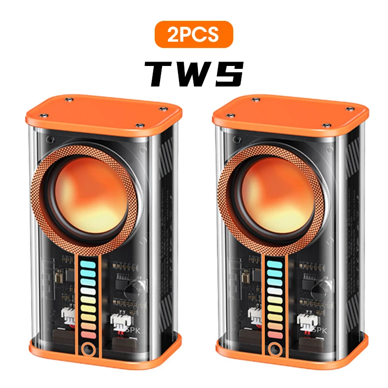 透明サイバーパンクワイヤレス Bluetooth スピーカーサウンドライトリズムサブウーファー TWS ステレオ音楽センターハンズフリー通話