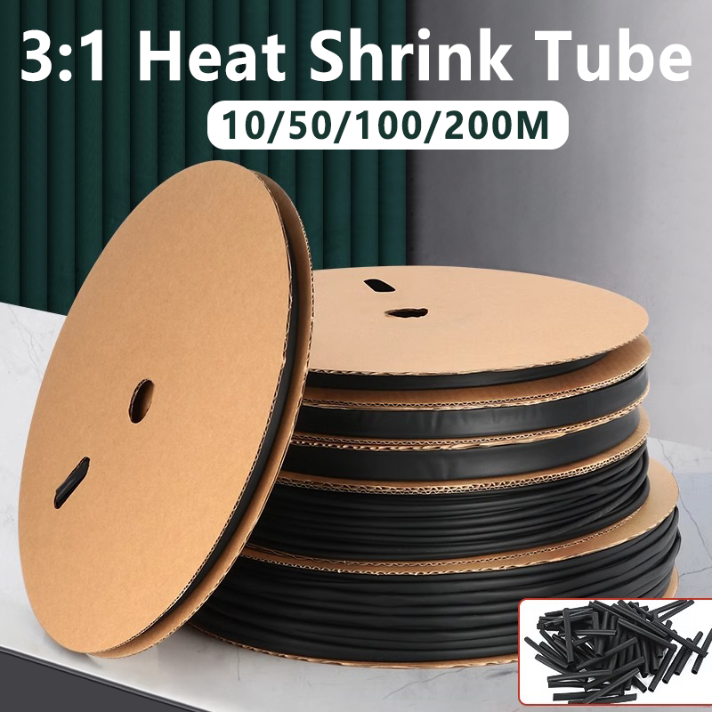10/50/100 メートル 3:1 黒直径熱収縮熱収縮チューブチューブスリーブラップワイヤー販売 DIY コネクタ修理