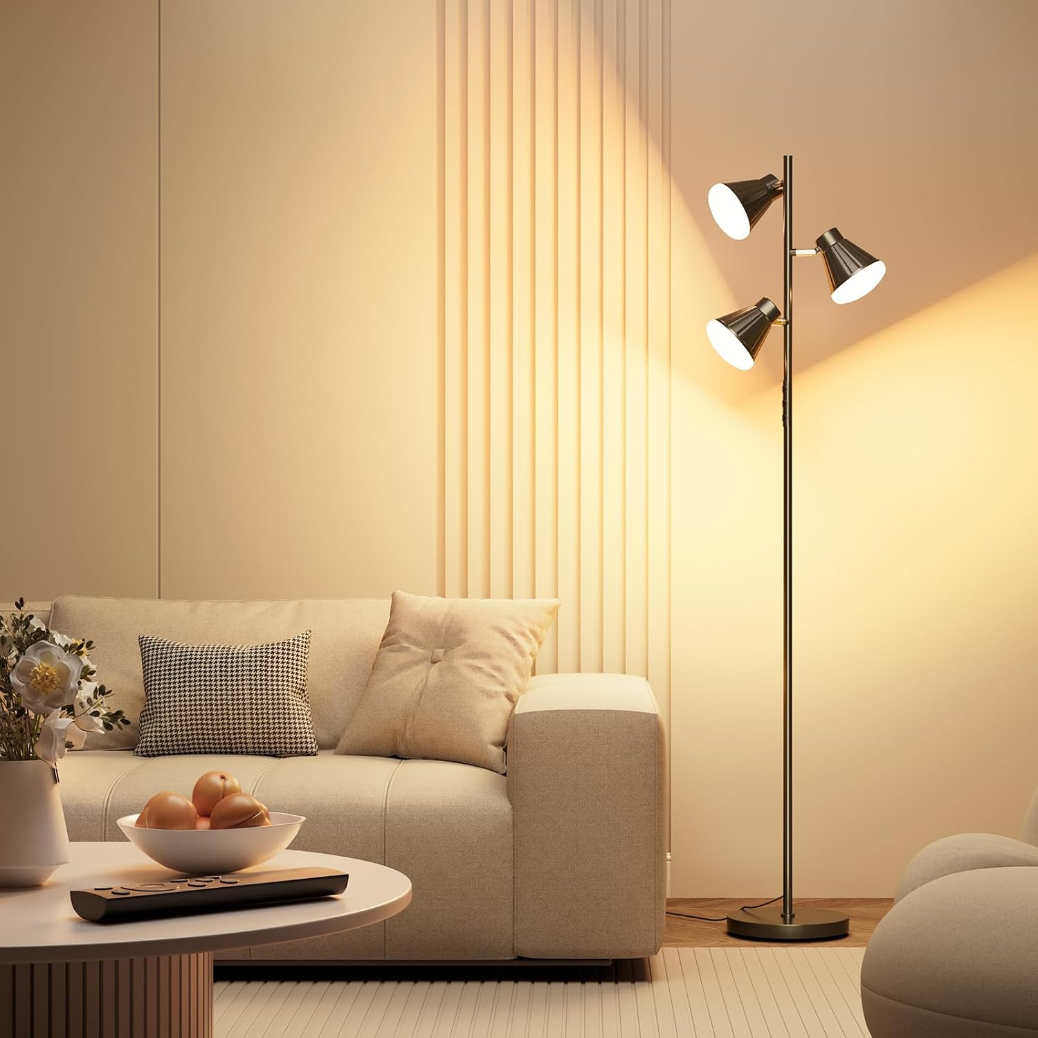 36W LEDツリーフロアランプ、調光可能なトールスタンドランプ、リモコン付き