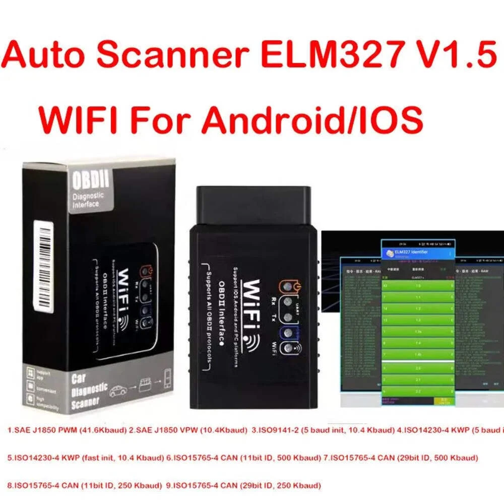 WIFI ELM327 V1.5 OBD2 スキャナー車診断コードリーダーツール iOS Android iPhone OBDII 自動スキャンツール