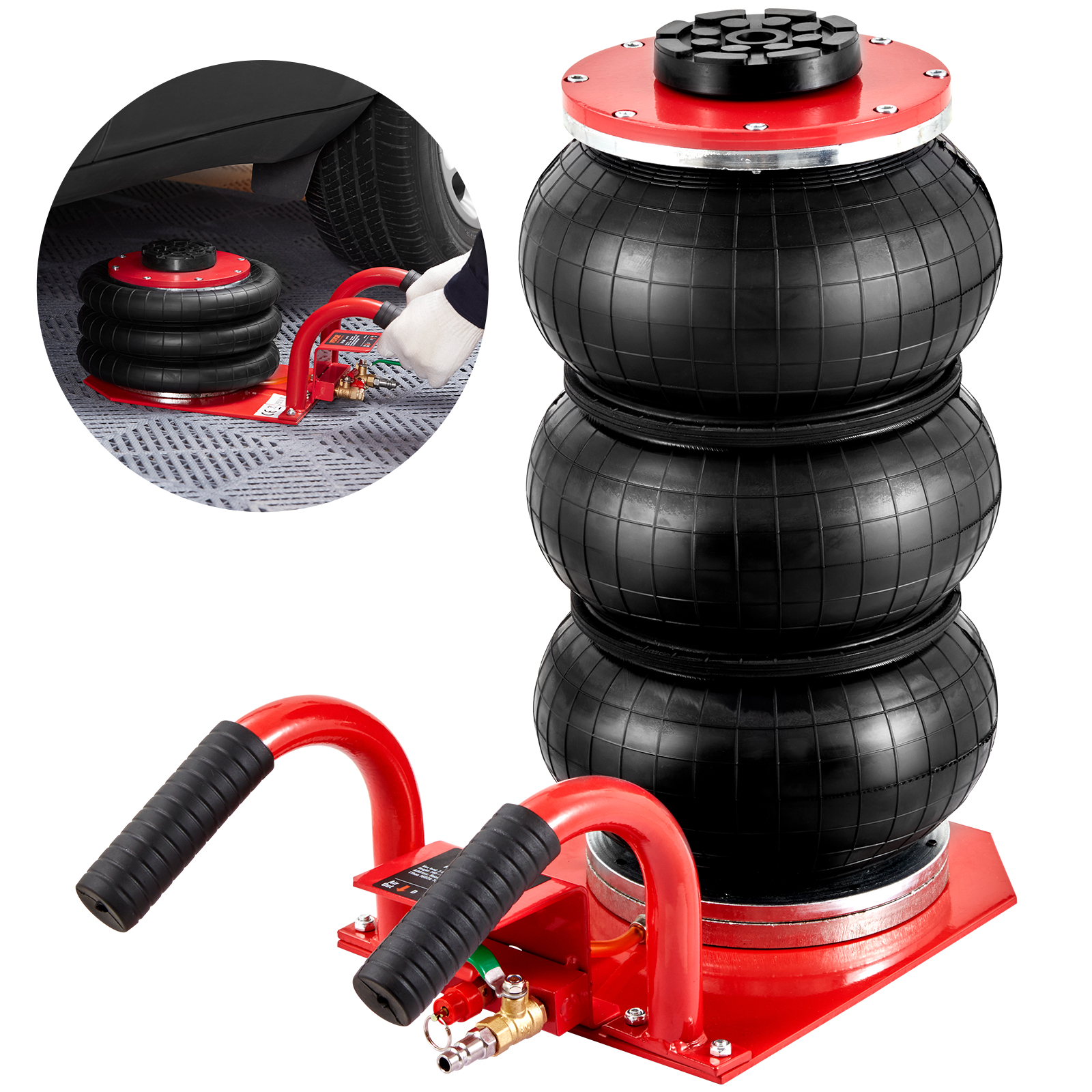 SucceBuy トリプルバッグ エアジャッキ 3 トン (6600 ポンド) 容量ポータブル空気圧カージャッキヘビーデューティ