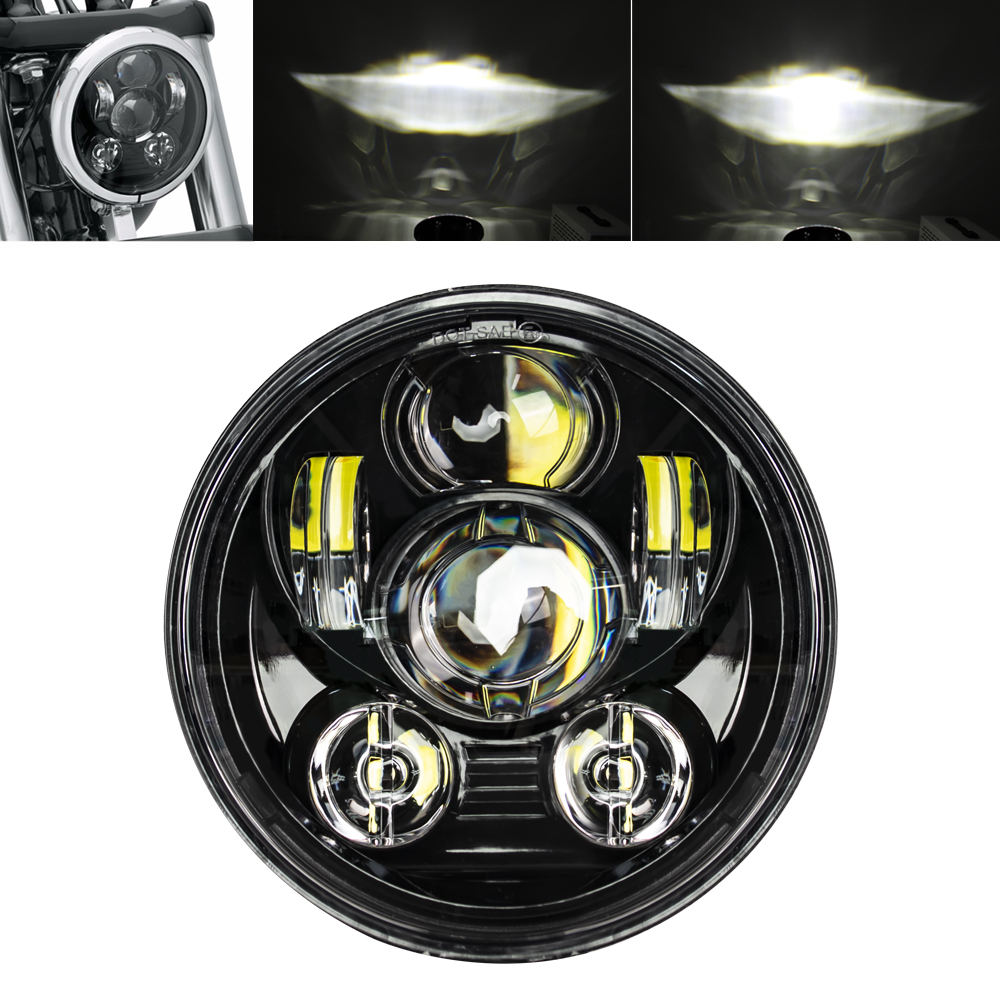 最新 5.75 インチオートバイ LED ヘッドライトダイナソフテイルスポーツスター 883 XL883 FXCW 5 3/4 "led DRL プロジェクターバイクヘッドランプ