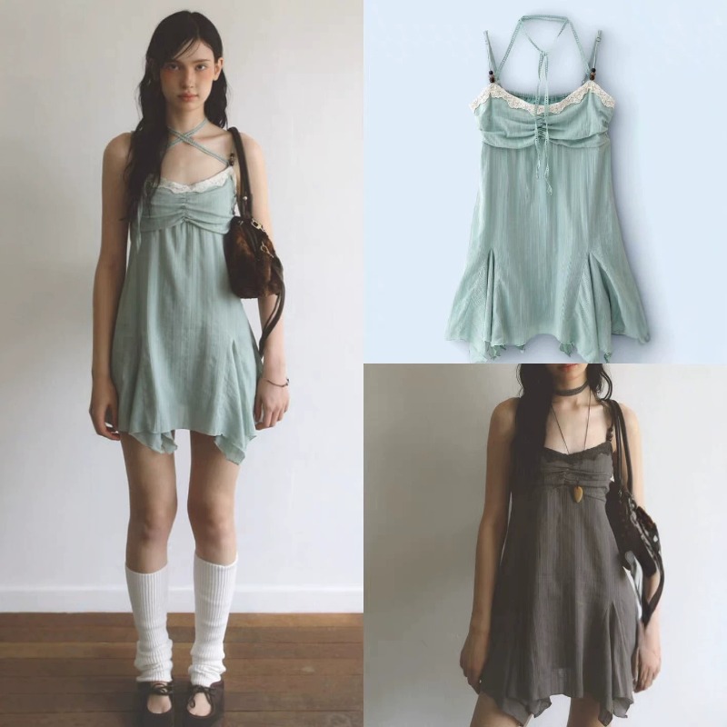 痩身レーススプライスストラップ女性のドレス甘いスタイル都市通勤ユニバーサルフィットポリエステル繊維 2026 春の新着