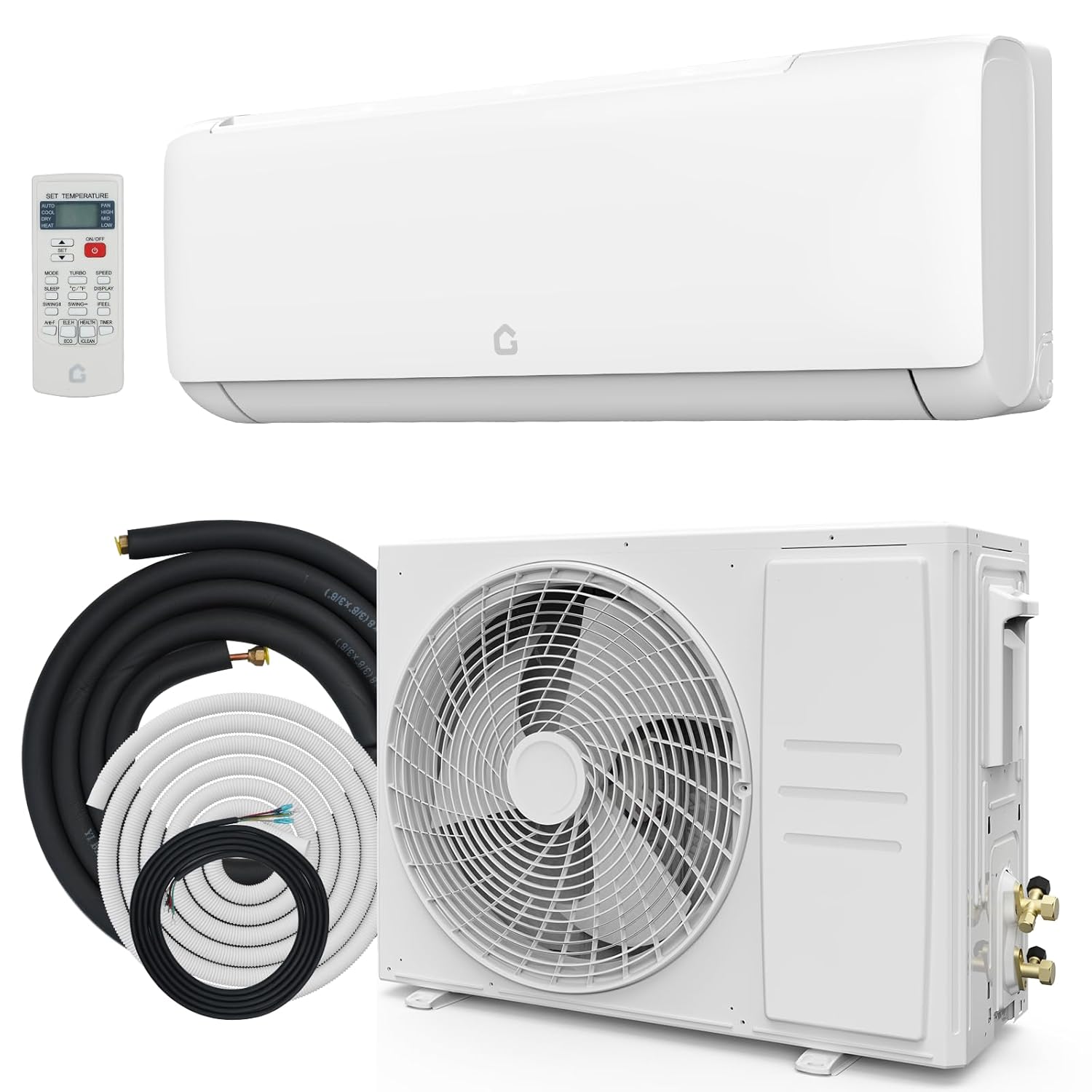 ヒートポンプ付き 12,000 BTU ミニ スプリット エアコン、21 SEER、最大 750 平方メートルまで冷却フィート、インバーター AC 付き、カスタマイズ