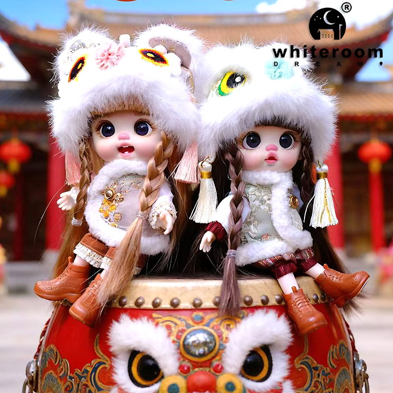 トレンディなおもちゃの人形 OB11 ライオンダンス人形中国風の女の子人形の服セット中国の新年春祭りギフトフェスティバル BJD