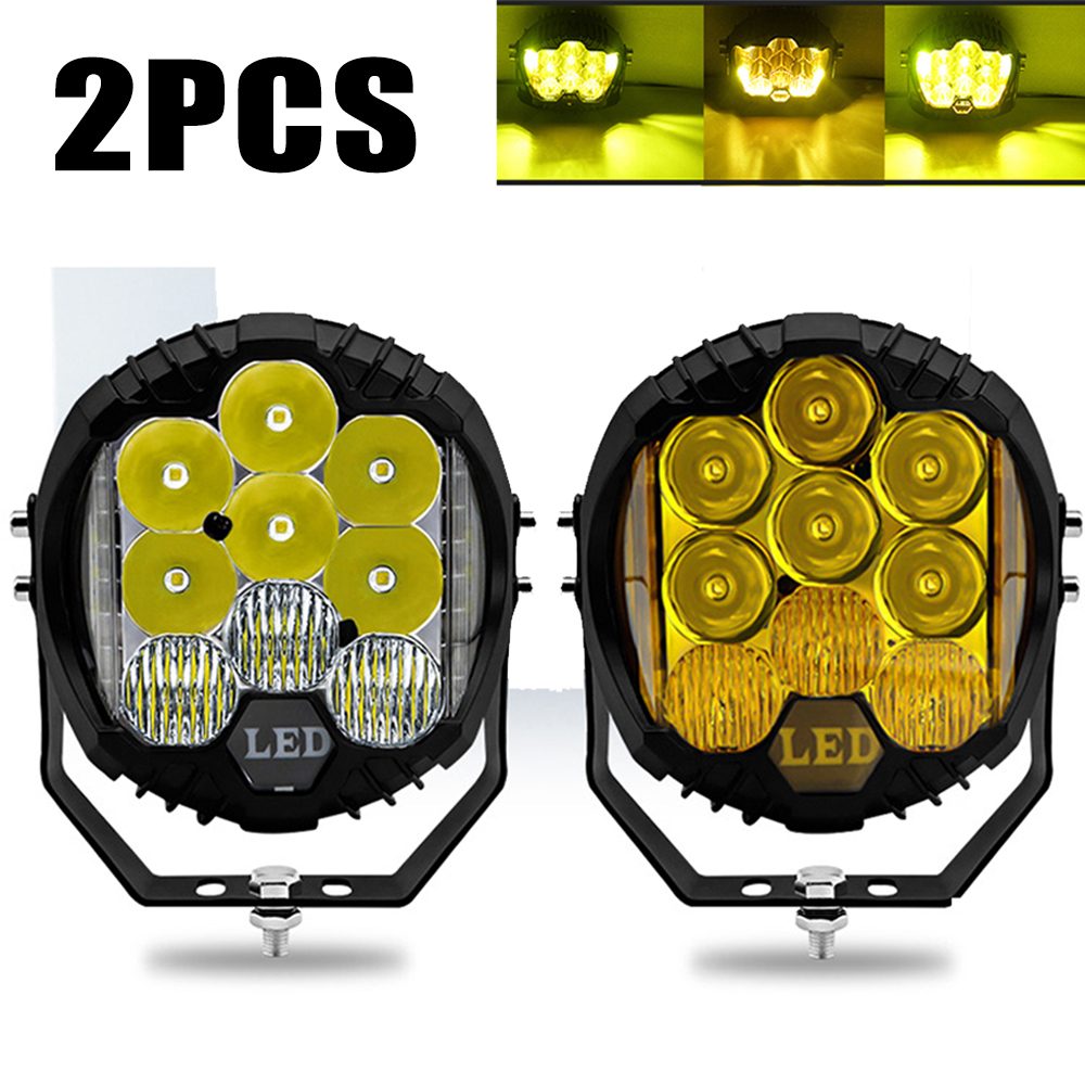 LED フォグドライビングライト 7 インチ LED ヘッドライト 90 ワット 3000K 4300K 黄色オフロードスポットライト 4x4 ジープラングラートラクター LED 作業灯