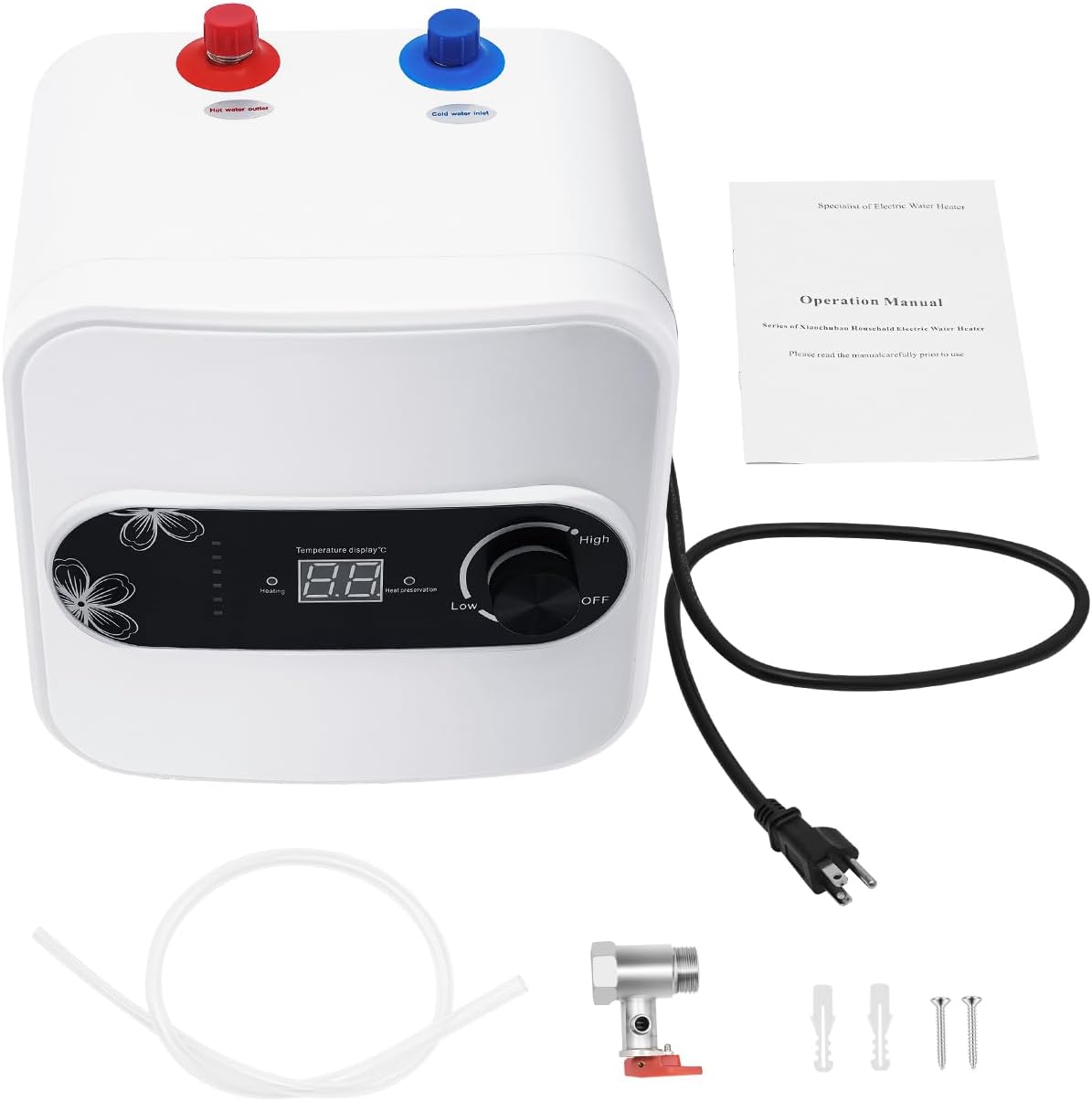 最新の給湯器、2.1ガロン1.5KW電気ミニタンク給湯器、Rvトレーラー用LCDスクリーン付き、温度調節可能