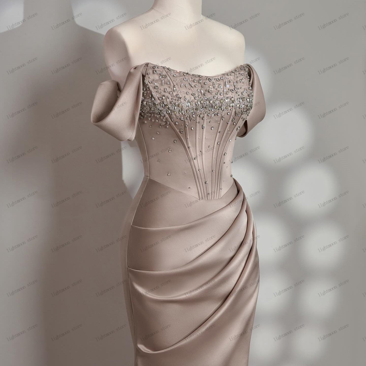 Graceful Evening Dresses Satin Prom Dress Beading Appliques Off The Shoulder Robes فساتين سهرة Vestidos De Gala Customized 2025