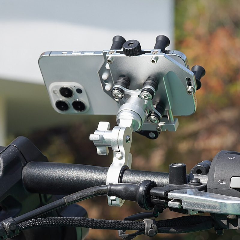 ユニバーサルオートバイ自転車電話ホルダー合金衝撃吸収ハンドルバーナビゲーションブラケット 360 度回転調整可能なスタンド