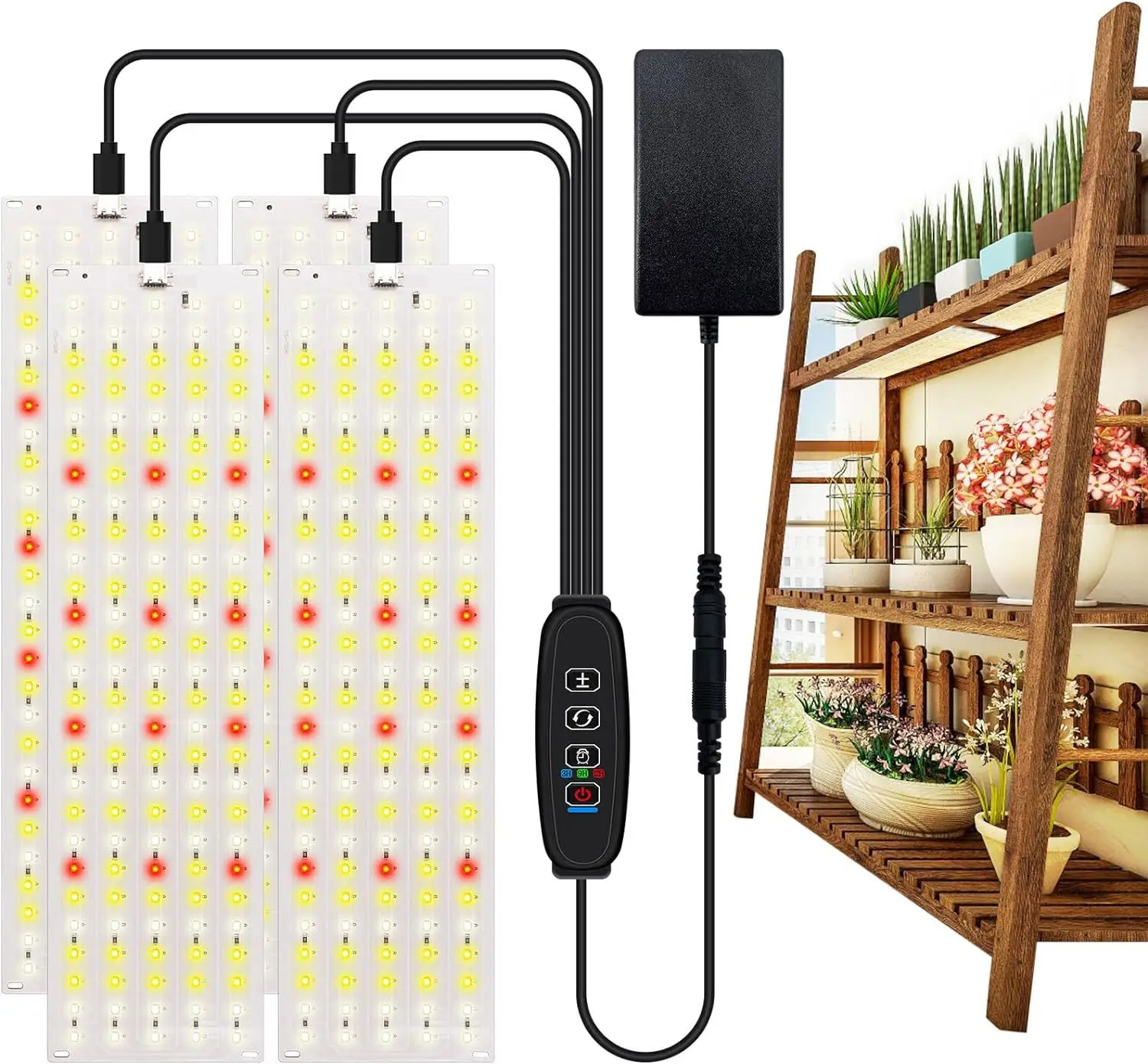 LED 成長パネルライト超薄型フルスペクトル調光可能なタイマー植物ライトキャビネット下の屋内植物ラック用成長ランプ
