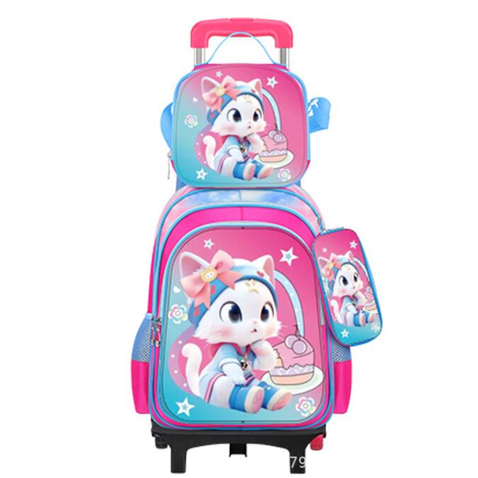 小学校荷物トロリーバッグ子供ランドセル車輪付きランドセルスクールホイール付きバックパック男の子のためのスクールローリングバッグ