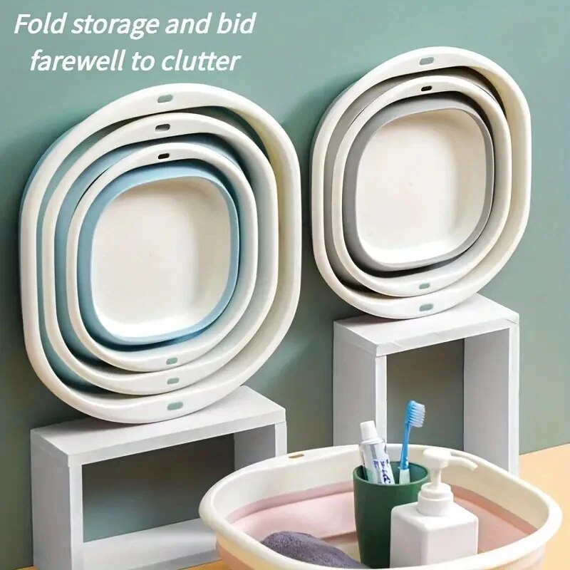 1pc 折りたたみ足浴槽洗面器足を浸すため肥厚プラスチックバケツ Ultifunction 折りたたみ足ソーク浴槽折りたたみランドリー