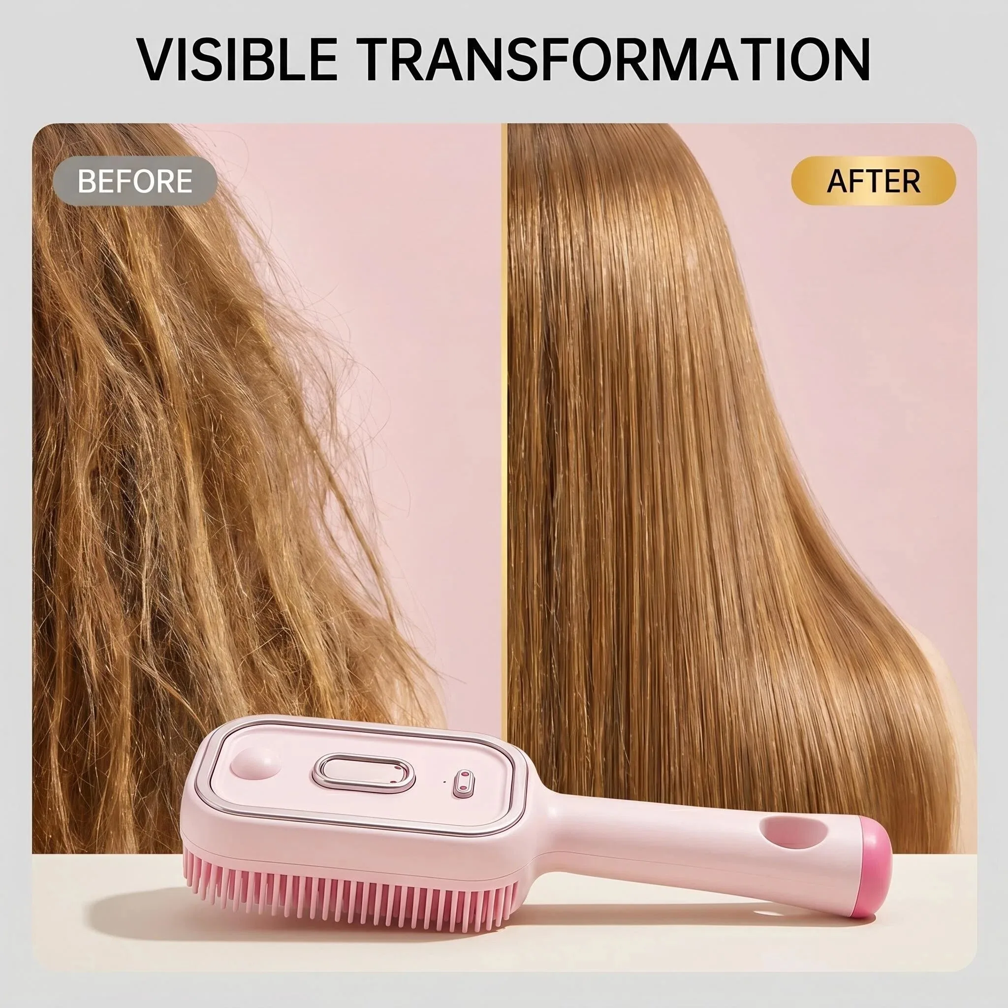 電動スプレーヘアブラシ 2-in-1 ミストヘアブラシ 水スプレー付き 縮れを軽減 帯電防止 格納式スチームマッサージコーム