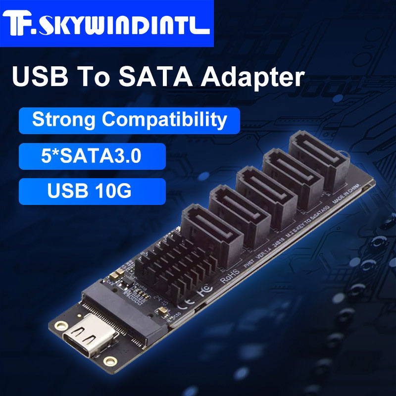 10Gbps USB-C Type-C - NGFF Key B+M SATA 6Gbps 5ポートアダプタコンバータ PMポートマルチプライヤーセレクタ JMB575 JMS580
