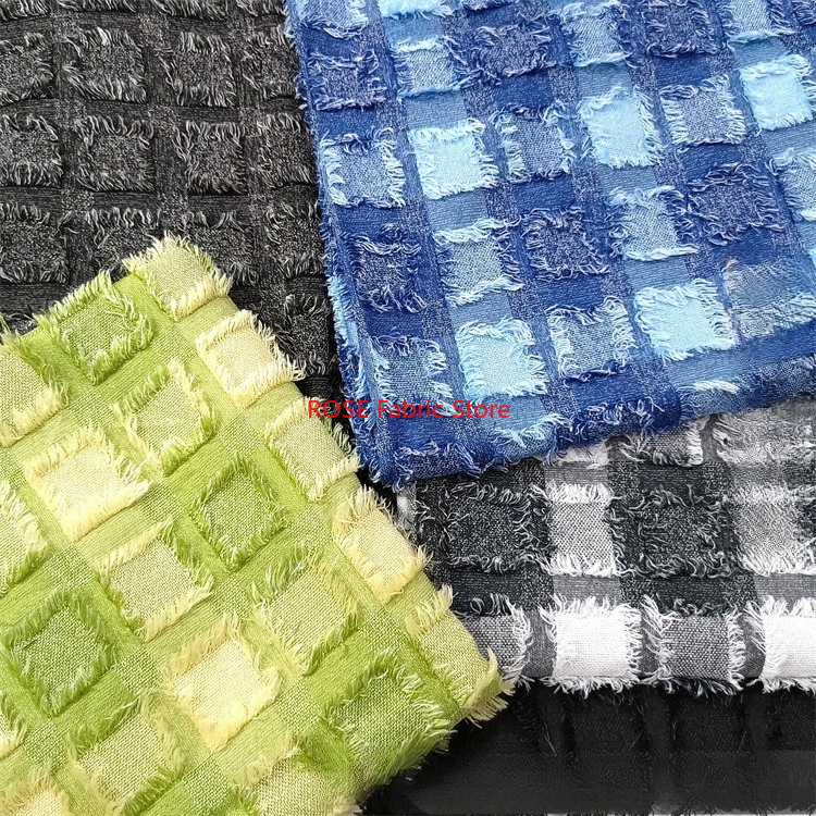High-end Short fringe plaid jacquard fabric for Shirt , coats fabric, luggage fabrics