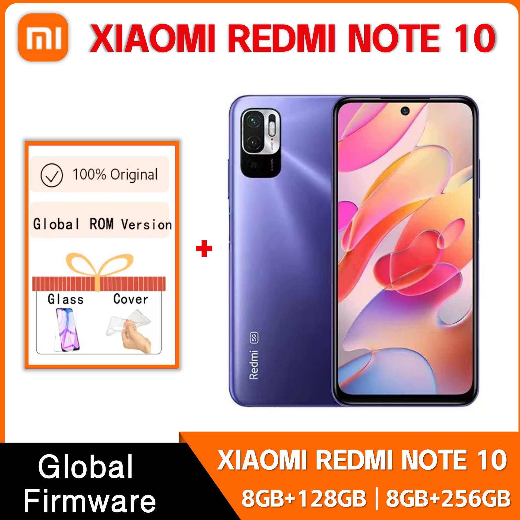 5G スマートフォン Xiaomi Redmi Note 10 128GB 256GB 7nm 寸法 700 6.5 インチディスプレイ 48MP カメラ 5000mAh 携帯電話グローバル ROM