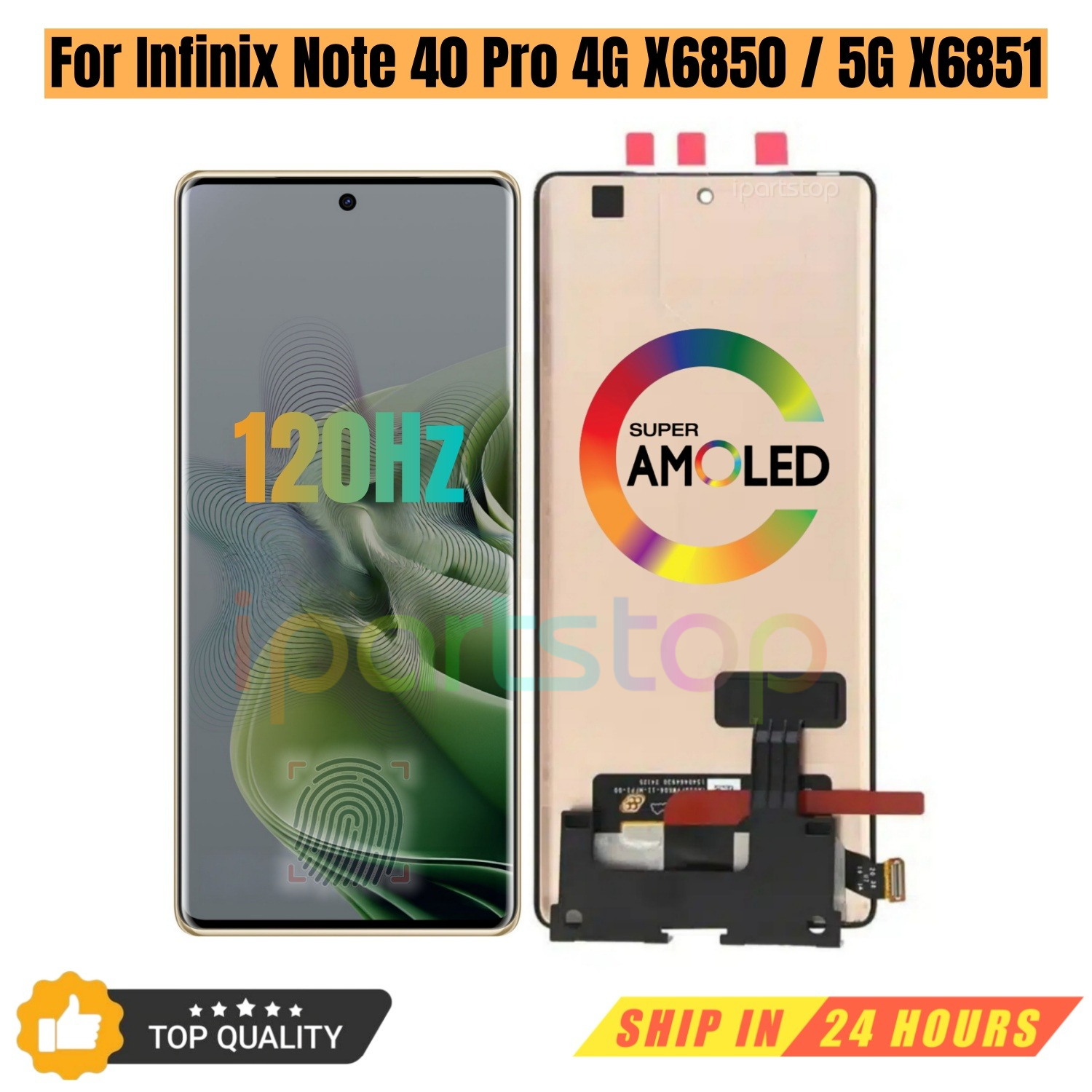 iParts 交換用新しいディスプレイ Infinix Note 40 Pro 4G X6850 5G X6851 120Hz AMOLED タッチスクリーン フレームアセンブリ OEM 付き