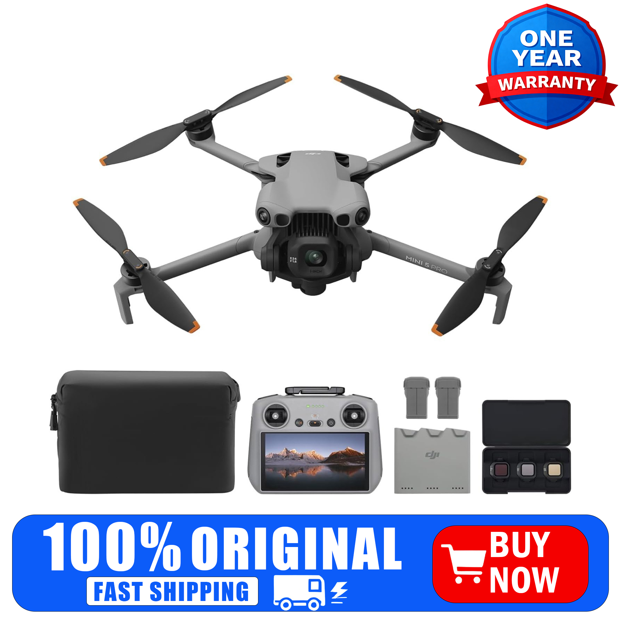 DJI Mini 5 Pro Fly More コンボ、DJI RC 2 – 4K ドローン、1 インチ CMOS、バッテリー 3 個、全方向性障害物検知