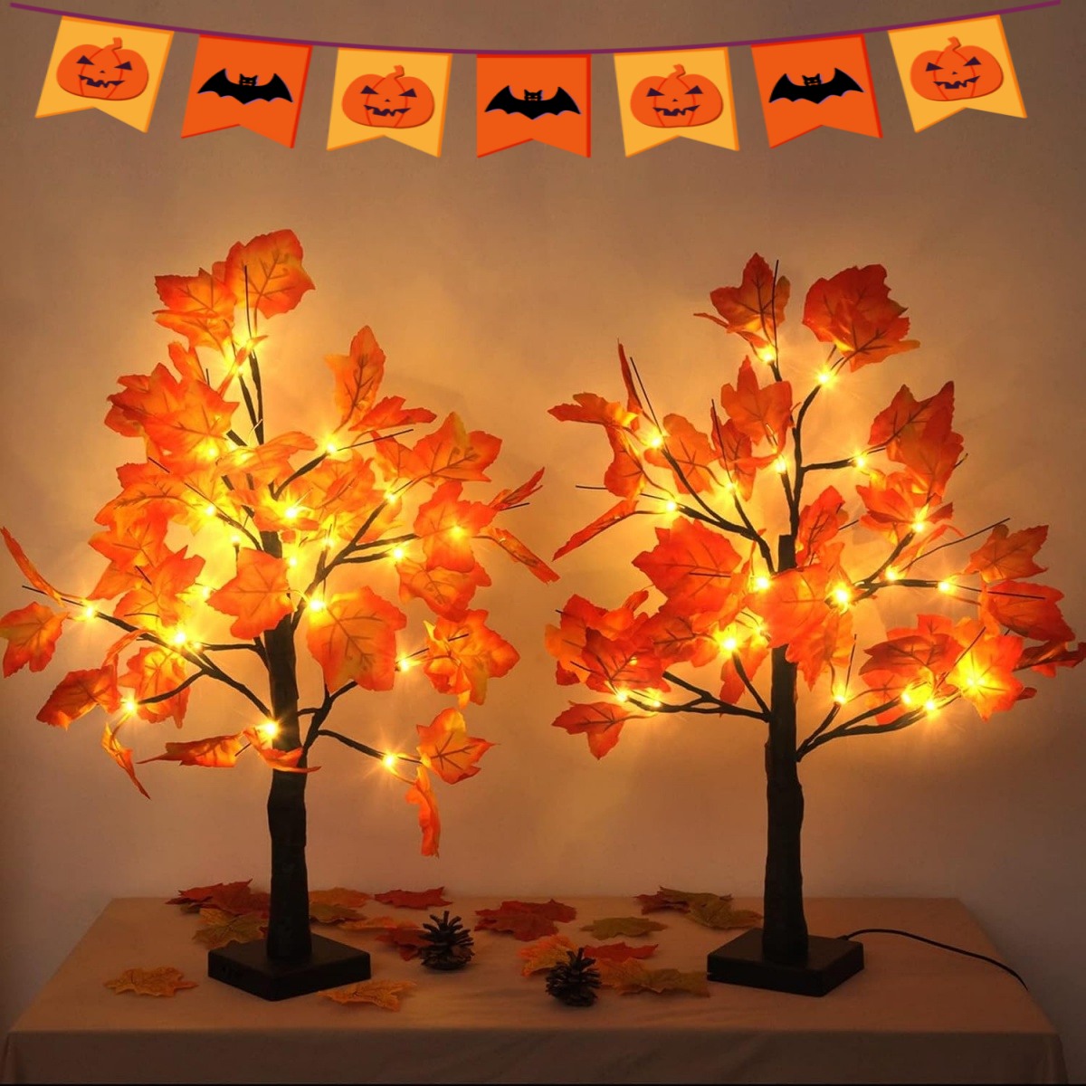 1pc 24 LED 人工黒樺ツリーライト DIY 枝テーブルランプ秋のギフトのための家の寝室のホリデーパーティーハロウィン装飾