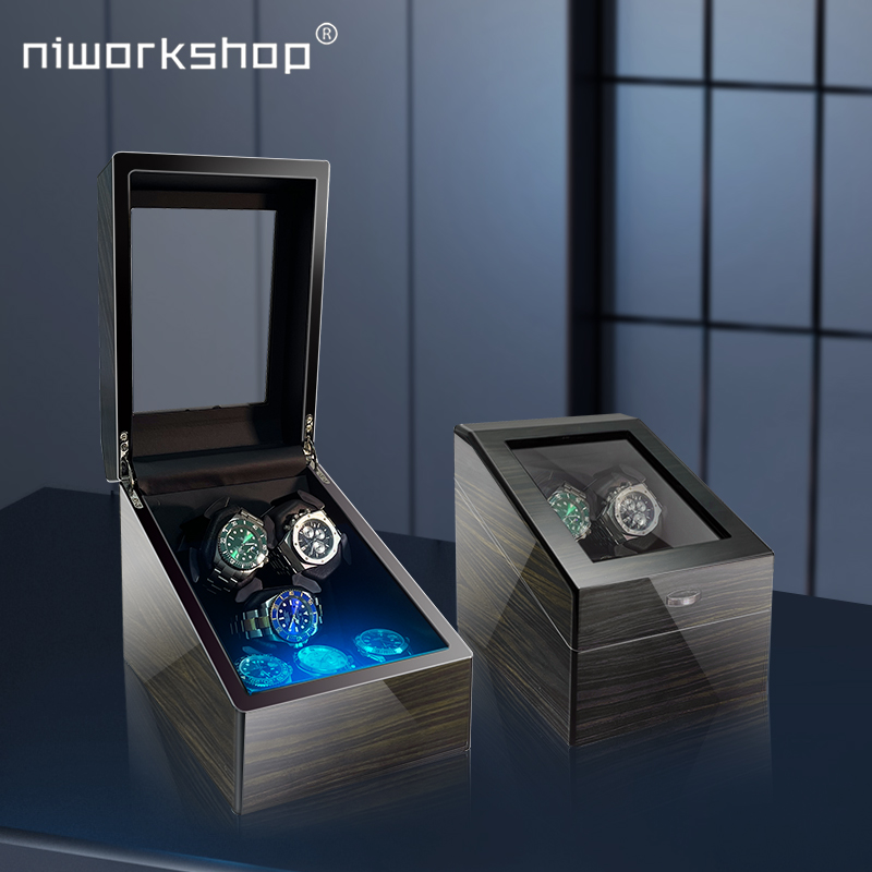 1pc Niworkshop 自動時計ワインダー、金白檀テクスチャ時計ボックス、3 3 スロット大容量時計収納ケース