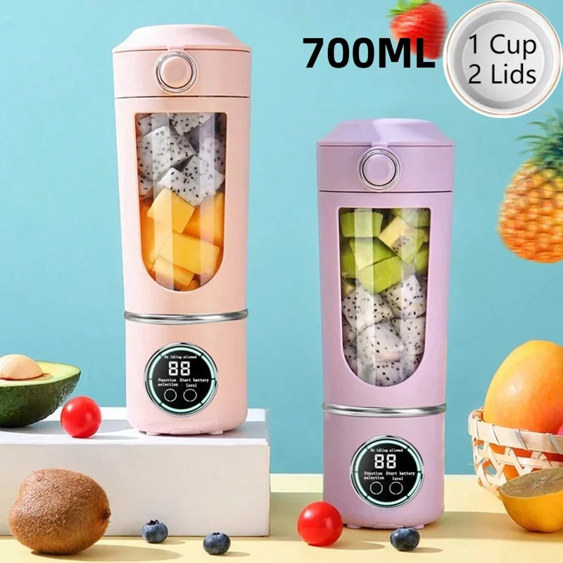 新しいポータブルジュースメーカーブレンダーシェイクスムージー用 700ML 複数色 12 ブレード高速混合 2 で 1 ブレンダーボトルジューサー