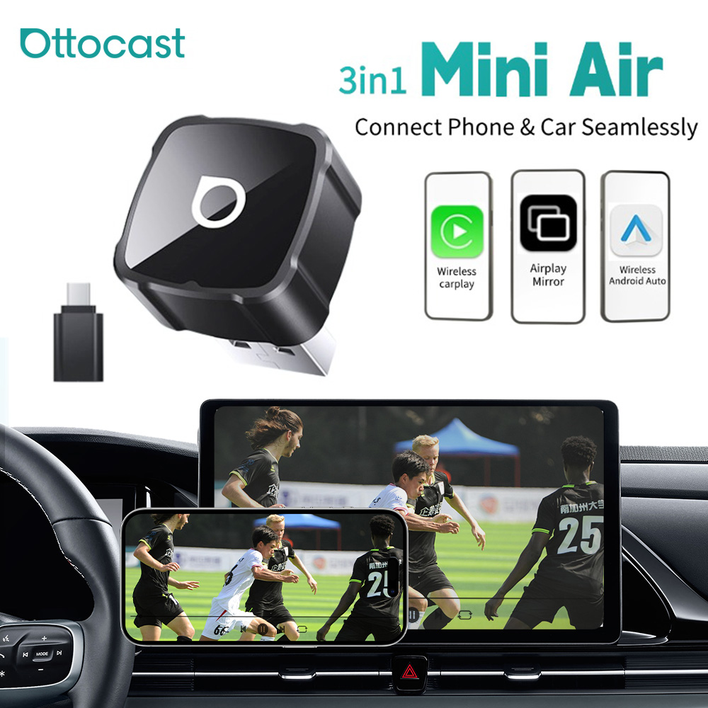 Ottocast MINI AIR 3in1 ワイヤレス CarPlay Android 自動 iPhone スクリーンミラーリング Carplay プラグ