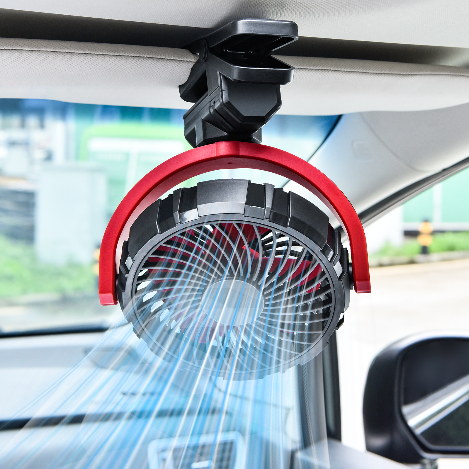 Hipacool 車冷却クランプファン 2000mAh USB 充電式ファン ブラシレスクーラー 900°回転可能 ポータブル冷却ツール 車用電子