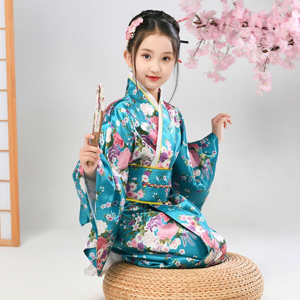 プリント花子供伝統的な日本の着物和風エレガンス子供さくらガール着物ドレス新しいアジア