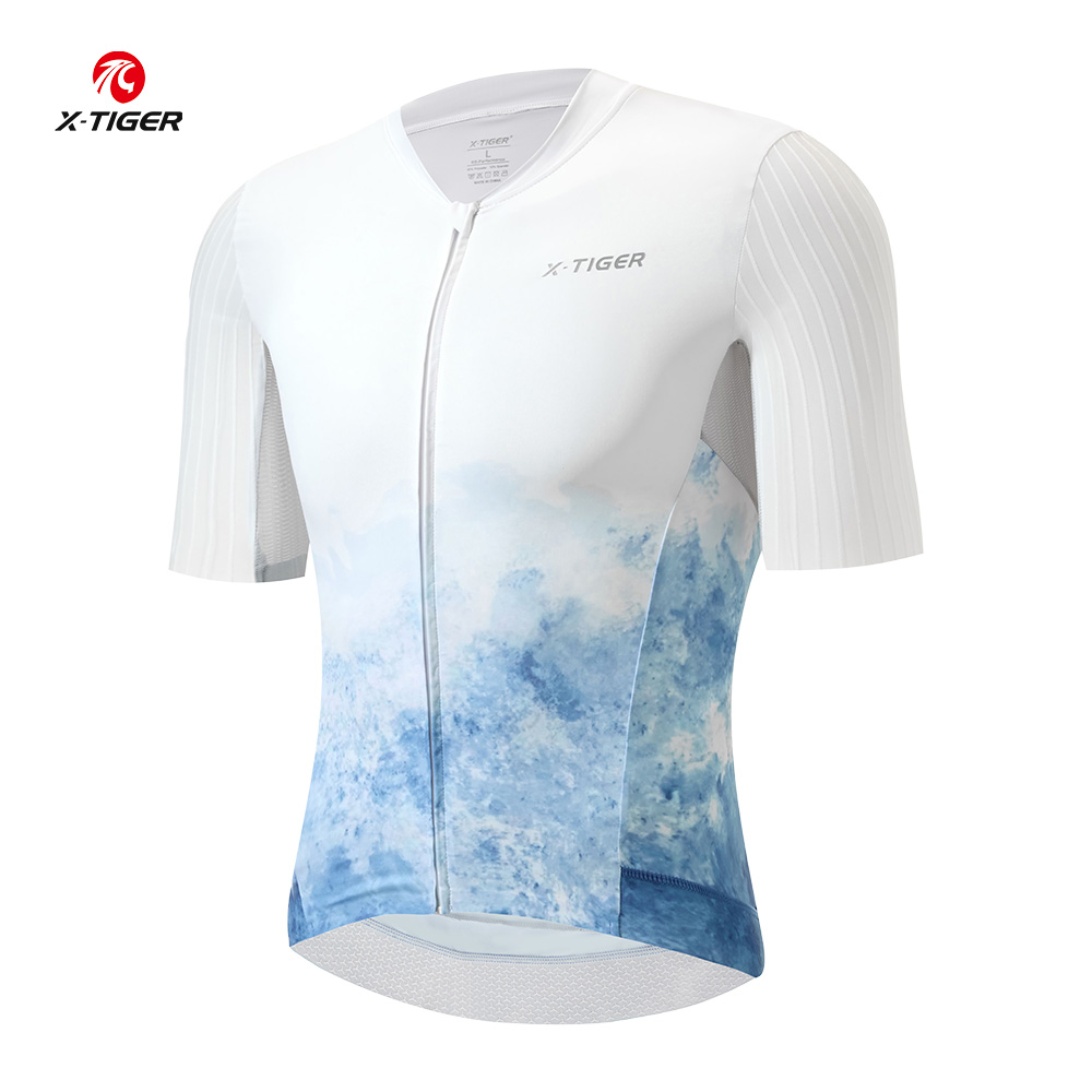 X-TIGER 夏サイクリングジャージ通気性スポーツ半袖シャツプロフェッショナルメンズ TMB ロード自転車服レーシングジャージ