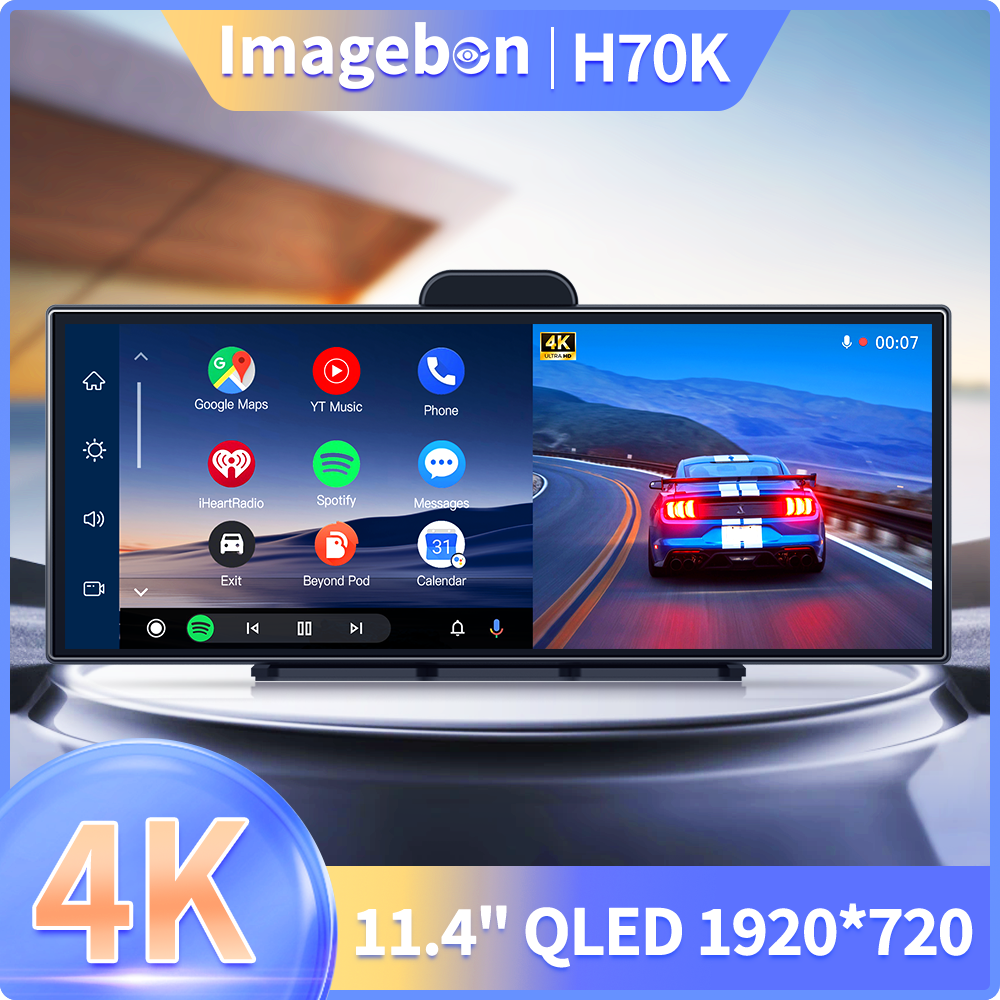 Imagebon 11.4インチ 4K ドライブレコーダー ワイヤレス CarPlay