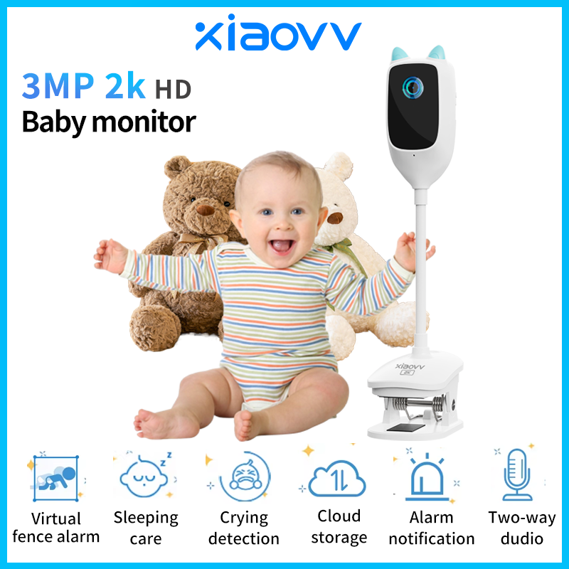 4MP WiFi 屋内高精細泣き検出ビデオベビーモニターフルカラーナイトビジョン 360 度回転ネットワークカメラ