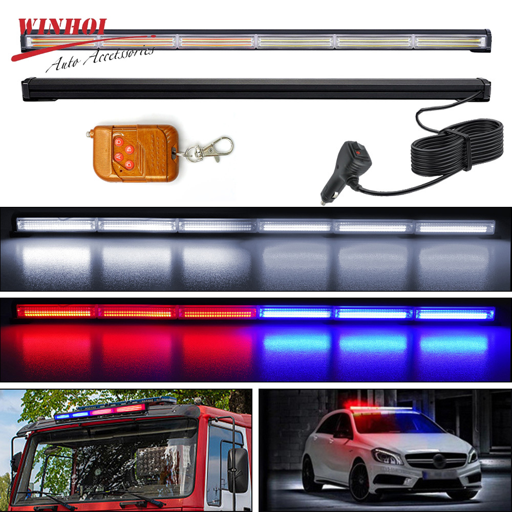 12-24V ワイヤレス制御 COB 自動車用ストロボライト赤青白警察ストロボライトバー警告緊急ビーコンストロボスコープ