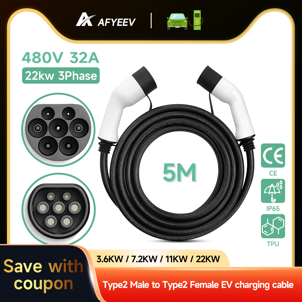 EV 充電ケーブル 電気自動車充電器 32A 三相 22kw IEC 62196 32A EVSE キット EV ケーブル タイプ 2 からタイプ 2