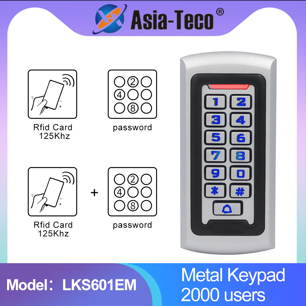 LED バックライト金属キーパッド Wiegand RFID カードリーダー 125khz アクセス制御システム近接カードスタンドアロン 2000 ユーザードアロック