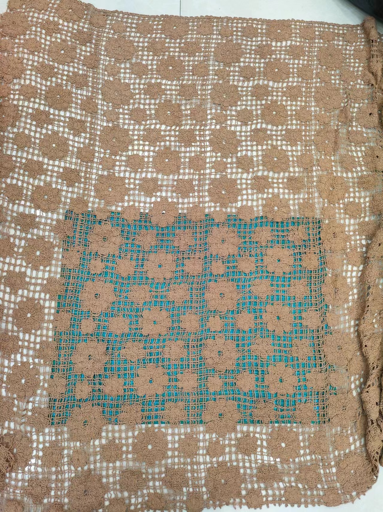 コーヒー綿 100% 刺繍ギピュールかぎ針編みレース女性のためのドレスパンツコートスーツ衣服生地小さな花で 2Y までに縫う