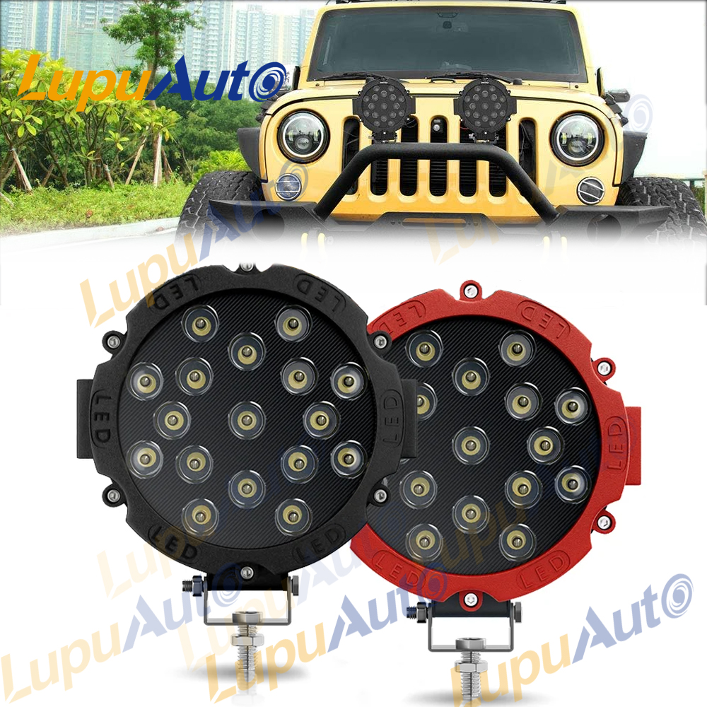 7 インチ 51 ワットラウンド LED オフロードライトスポットドライビングライトポッドバンパールーフフォグライトボートジープ ATV SUV トラックハンターモーターに適合