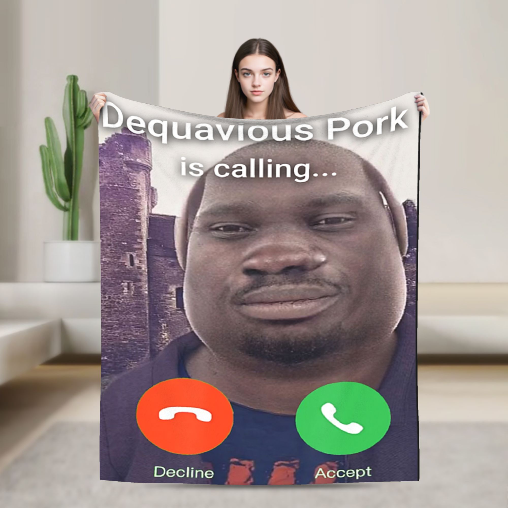 Dequavious Pork is Calling フランネルブランケット 冬ウイルス ビデオ電話通話 UI 暖かいソフトスローブランケット ソファチェアベッドスプレッド用