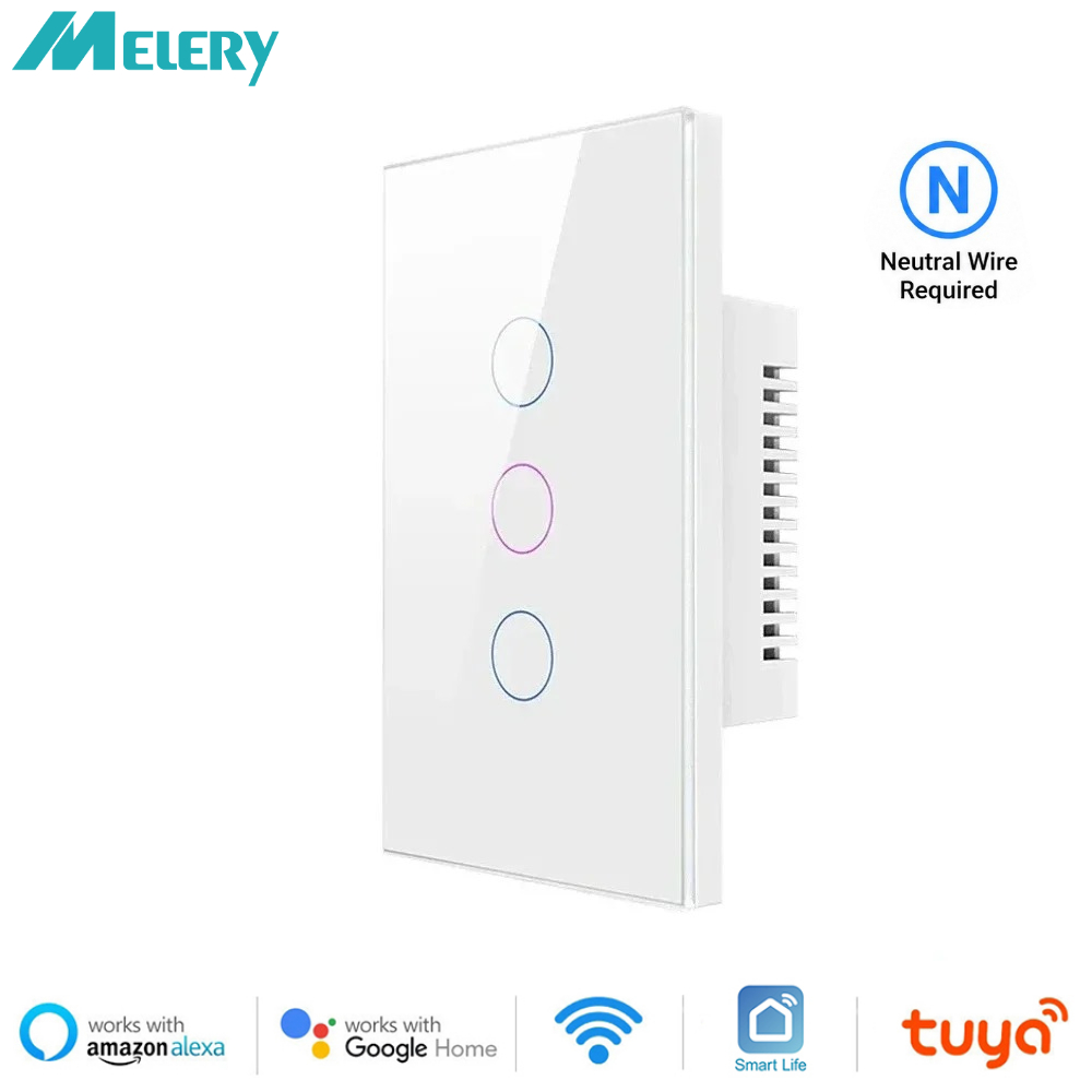 Melery Tuya Wifi スマート ライフ ライト ウォール US スイッチ タッチ センサー ガラス パネル ワイヤレス音声リモコン Alexa Google Home による