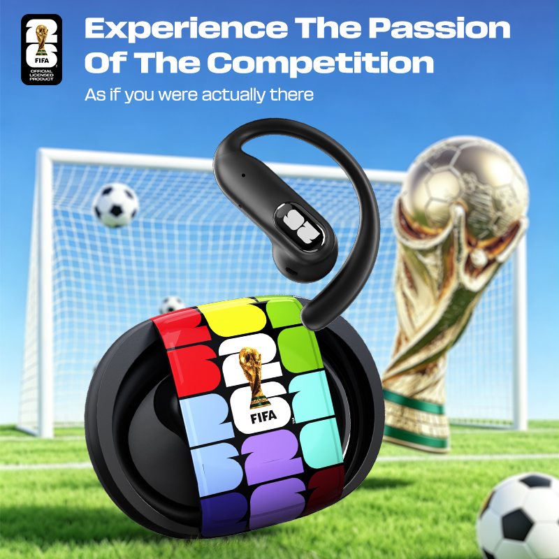 FIFA ワイヤレス Bluetooth イヤホン 2026 ワールドカップオープンイヤーイヤフォン Hi-Fi サウンド快適フィットスポーツヘッドフォン F26E07 ギフト